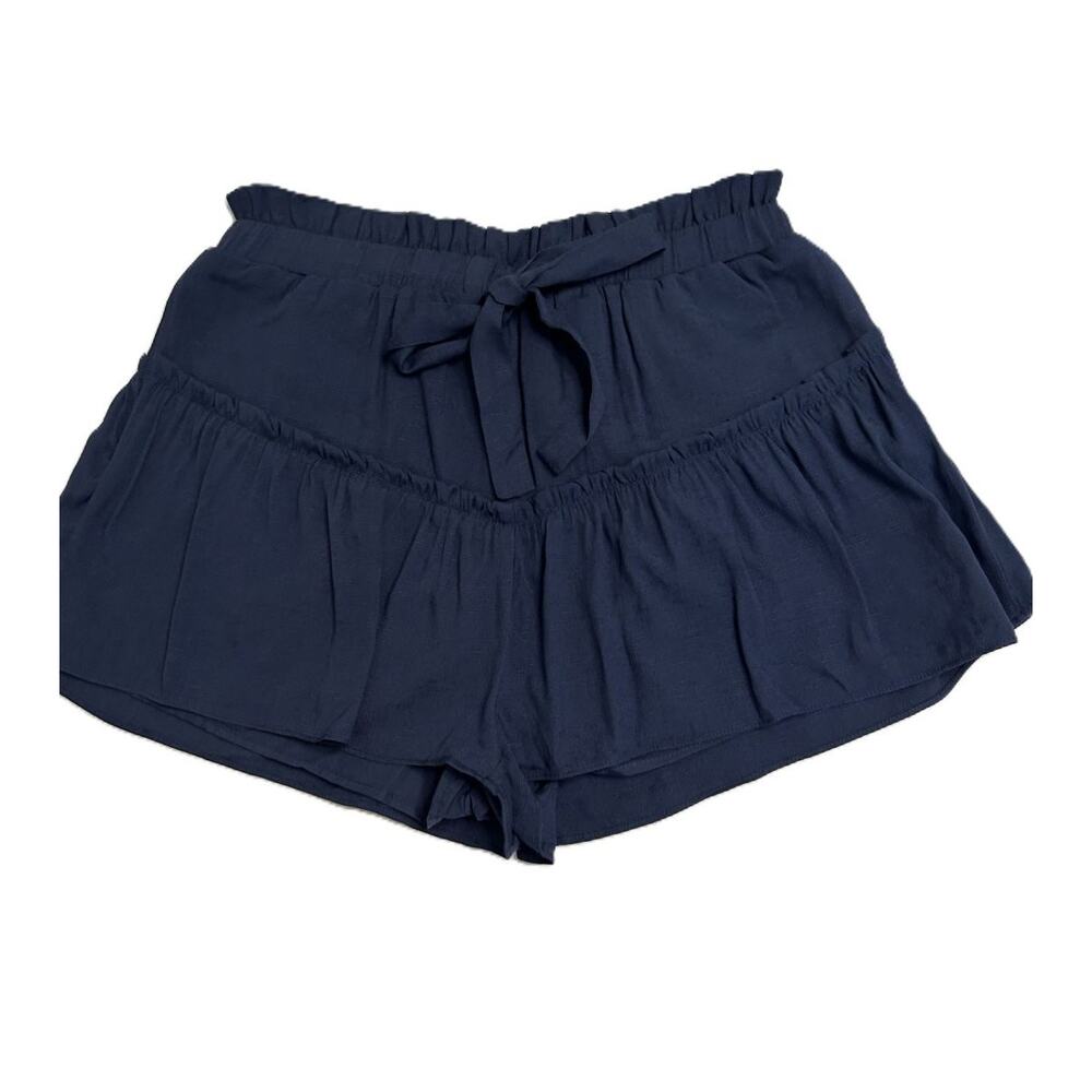 NWT English Factory Navy Blue Ruffle High-Waisted Shorts/Skort w/ Pockets-Large